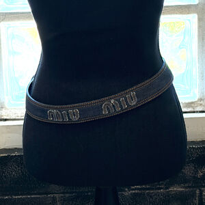 Vintage Denim and Brass Miu Miu Logo Belt size 35